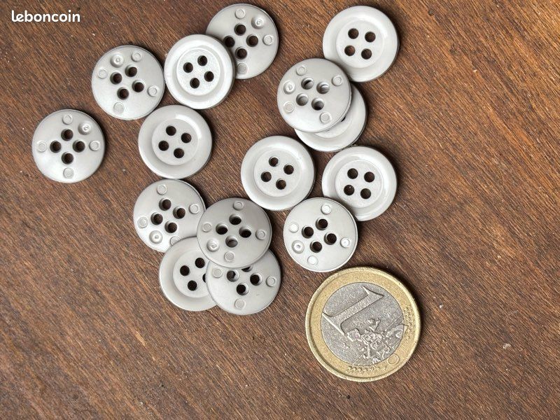 Lot De 7 Boutons Vintage Gris à Paillettes - Inclusion Pied 2,1 Cm - Occasion Comme Sur Photos