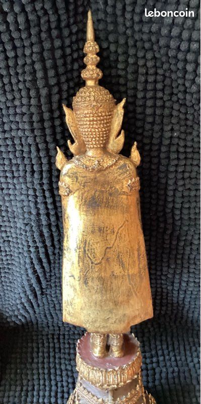Grande statue de bouddha Thaïlandaise Bronze doré XXème 50 cm (image 16)