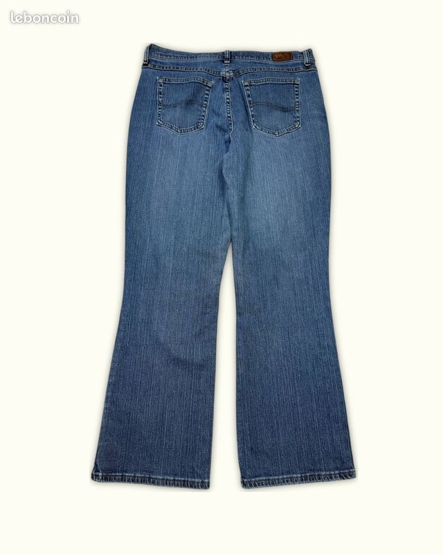 Jeans Femme Lee W34 L32 Bleu Coton Bon état Relaxed Court Uni Taille normale (image 2)