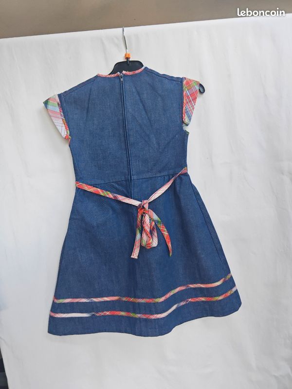 Robe jean fille 5 ans tissu création originale inspirée par la belle et la bête (image 2)