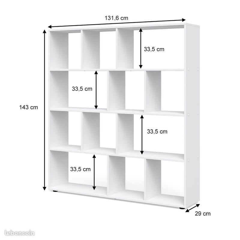 Meuble de Rangement Etagère Bibliothèque Blanche Cube Grande Taille Salon Salle à Manger Chambre Design Moderne Séparation de Pièce (image 2)