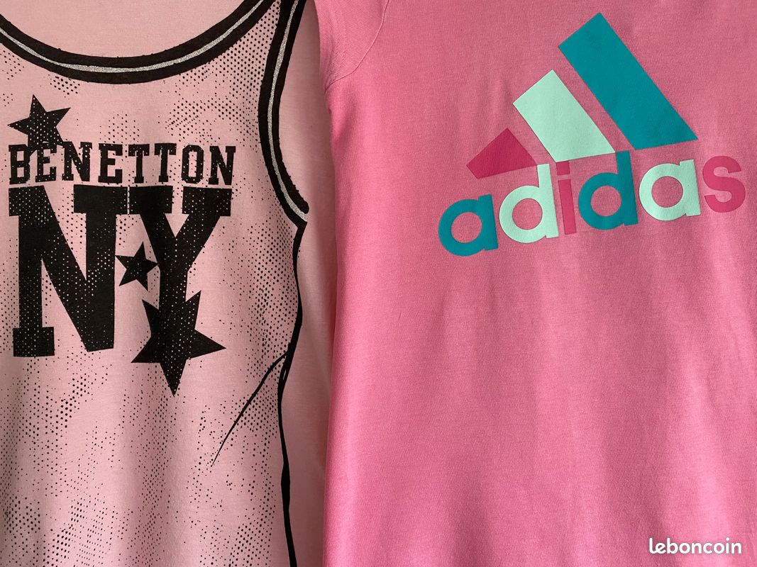 2 tee-shirts fille (taille 10-11 ans - Adidas et Benetton) (image 3)