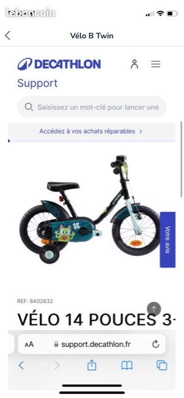 Vélo enfant 14 pouces décathlon Vélos