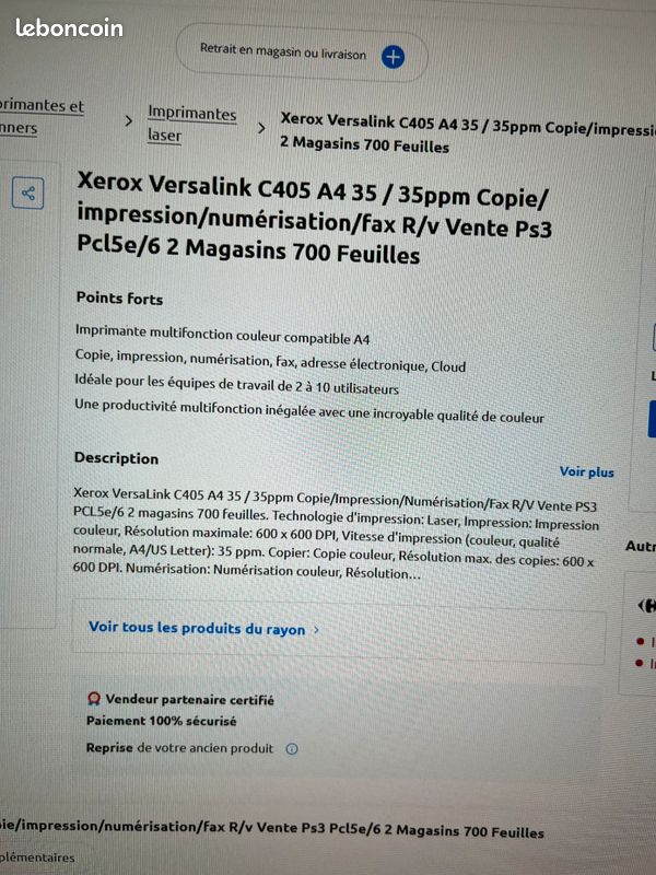 Xerox c 405 imprimante (image 2)