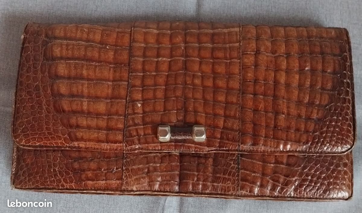 Sac à main, pochette en peau de crocodile véritable (image 1)