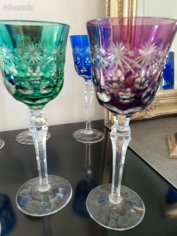 6 verres sur pied en cristal coloré (image 3)