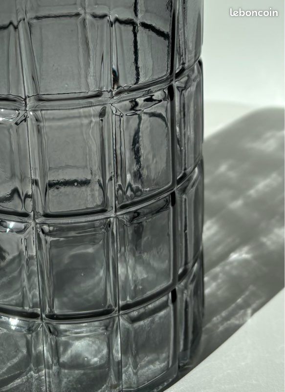 Vase en verre fumé gris à carreaux - style vintage apothicaire (image 2)