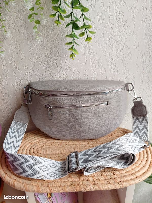 Sac Banane (Bandoulière) Femme Gris Foncé - Style Cuir, Dimensions 26x9x16 Cm | Neuf Avec étiquettes