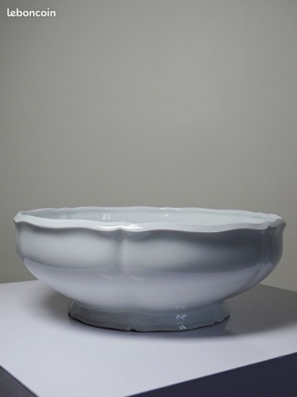 Grand saladier vintage en porcelaine blanche de Limoges, années 1960-1980 (image 4)