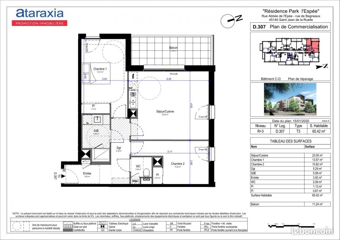 Appartement a louer saint-jean-de-la-ruelle - 3 pièce(s) - 65 m2 - Surfyn