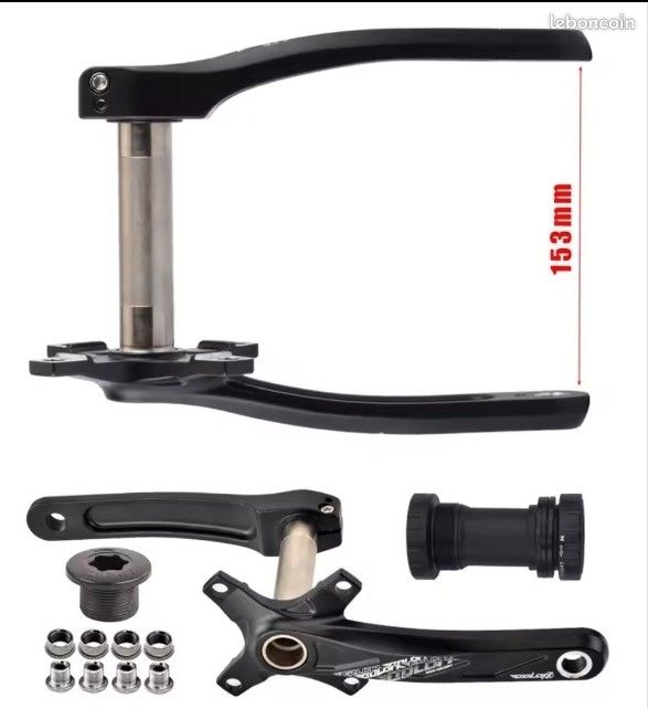 Pédalier VTT 170 Mm 104 BCD Plateau Alu Manivelles Carré Conique Neuf