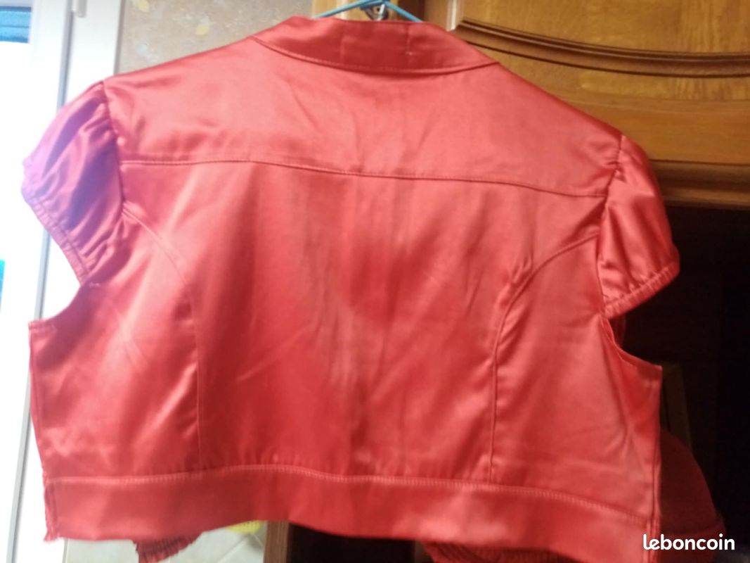 Gilet Boléro En Voile Rouge PURPLEROSE - Taille L, Occasion Très Bon état, Style Léger