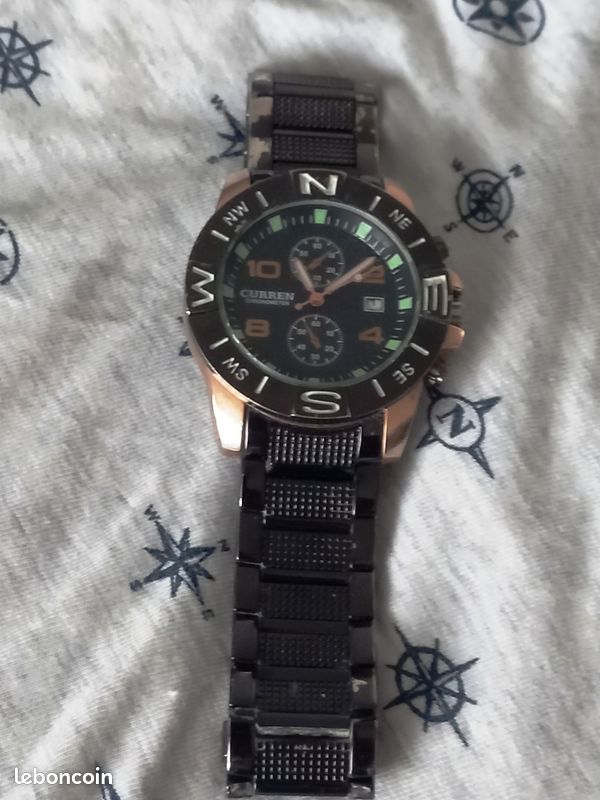 Montre DDP Moto - Sport Unisexe, étanche, Boîtier Argenté, Bracelet Rouge/noir, Quartz