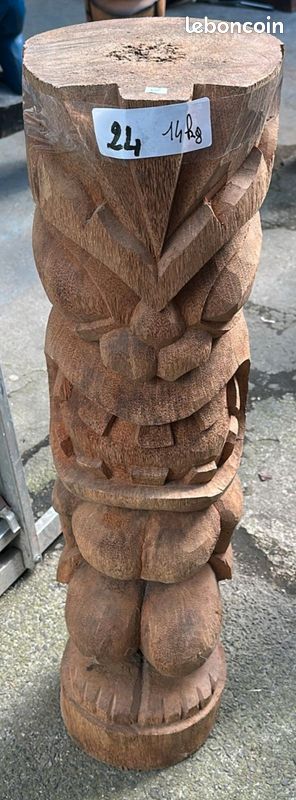 Statue totem Tiki 100 cm en bois de cocotier choix et rapport qualité prix imbattables (image 1)
