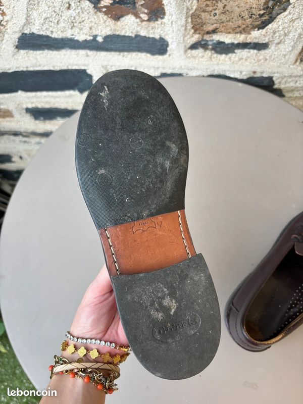 Mocassins Penny Loafers Sebago en Cuir marron / bordeaux | Taille 41 #SLCM395 (image 5)