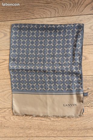 Châle Vintage Authentique LANVIN - Laine Et Coton Multicolore, Motifs Géométriques - Italie