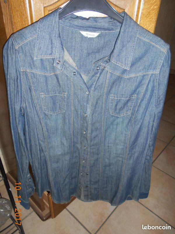 Veste chemise coton jean t. 40/42 (image 1)