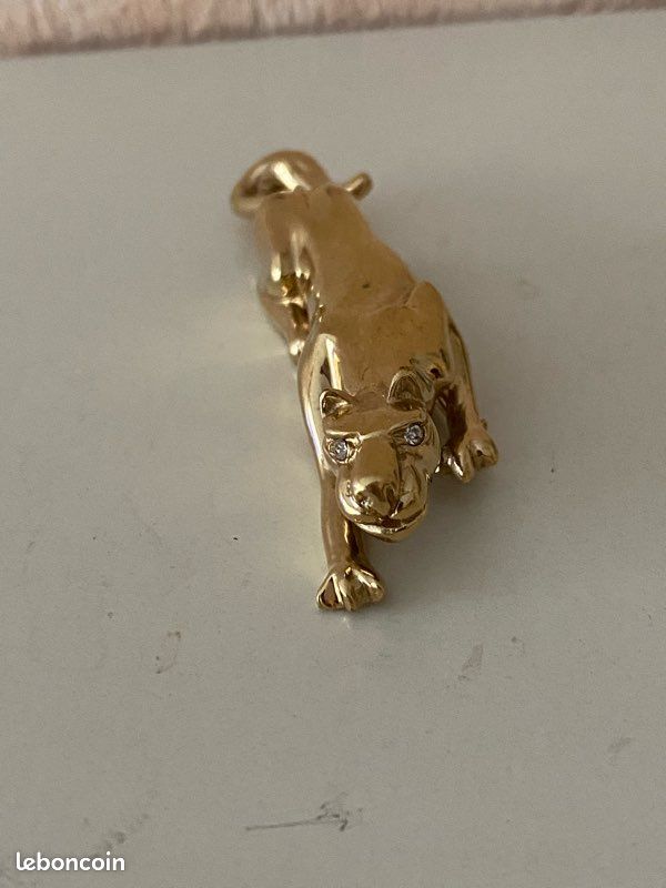 Broche Chien En Plaqué Or - Style Vintage - Occasion En Très Bon état