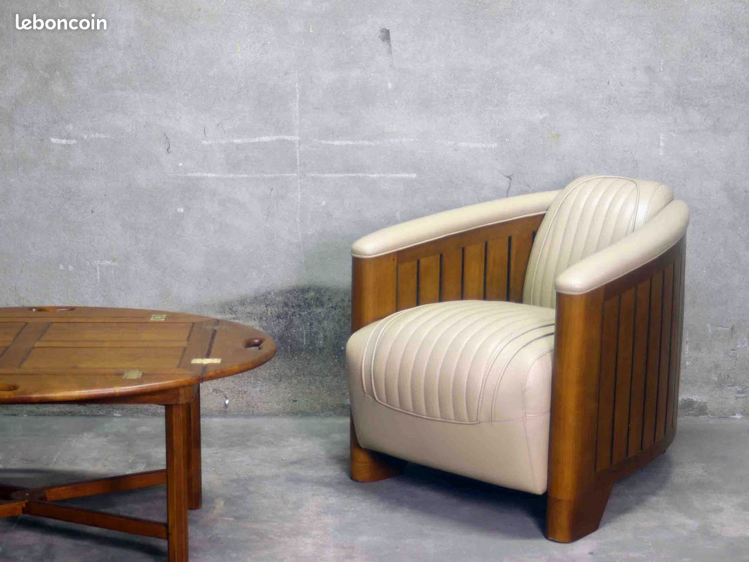 Fauteuil Paquebot « Yacht Club » ivoire (image 1)