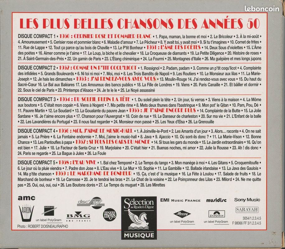 Musique - CD - Les plus belles chansons des années 50 - Coffret 5CD (image 3)