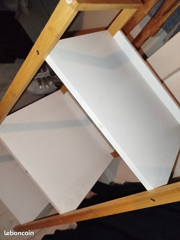 Petit meuble3tablettes bois et blanc (image 1)