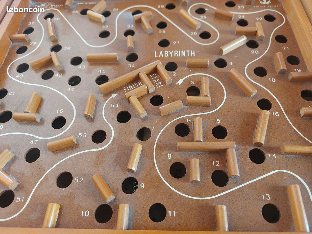 Jeu De Table Vintage En Bois – Labyrinthe à Bille – Fabriqué En France