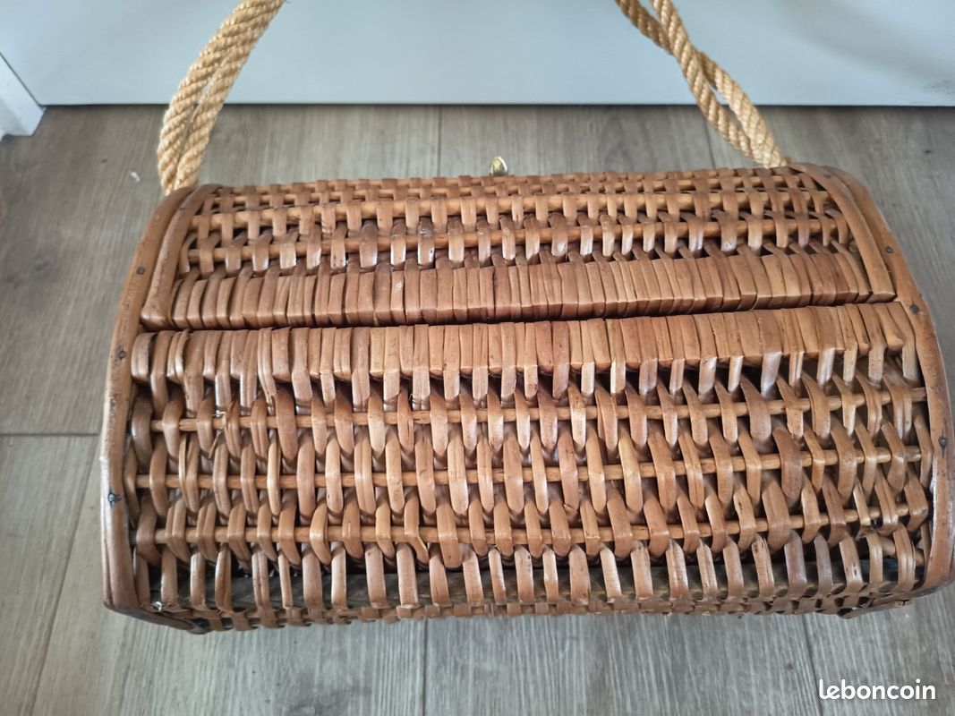 Sac à Main Panier Vintage En Osier Et Bambou - Pliable - Style Bohème Plage - Occasion