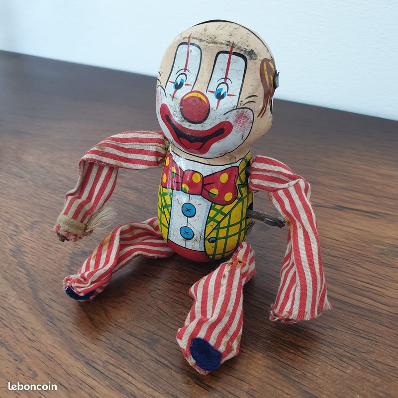 JOUET TOLE MECANIQUE Retro - 1970 - Clown Sur Tricycle - Jouet Ancien EUR 12,50 - FR