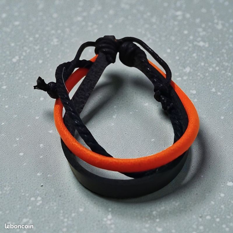 Bracelet noir orange fluo (image 1)