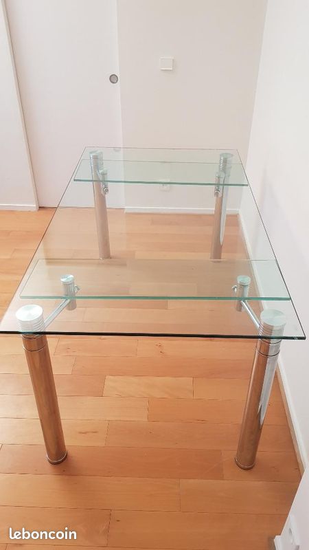 Table en verre avec rallonges TBE (image 1)