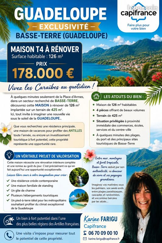 Maison 4 pièces 126 m² · à Basse-Terre · 126 m² · 178 000 €