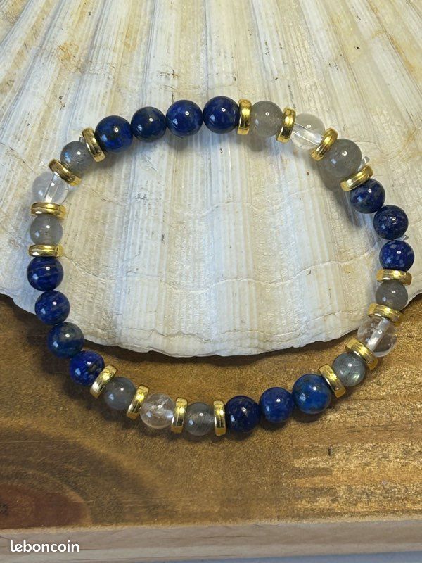 Bracelet Intuition et Protection – Lapis-Lazuli, Labradorite & Cristal de Roche (image 2)