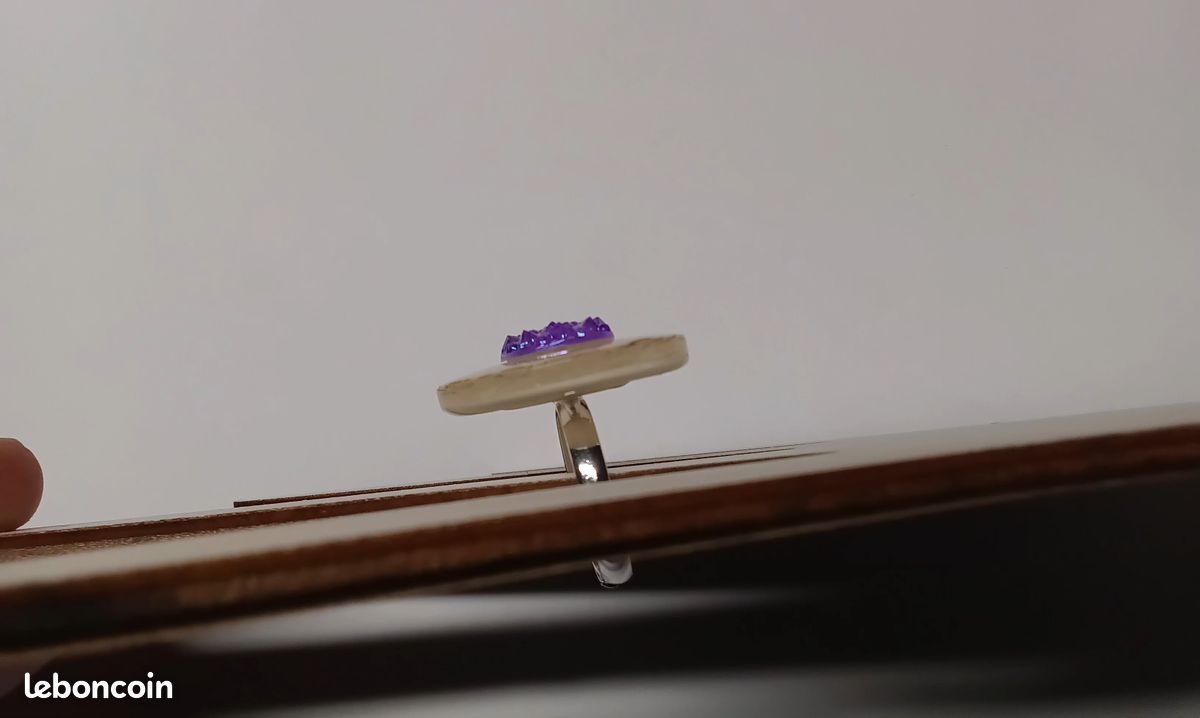Bague 💍 artisanale ajustable en polyester, plastique, anneau en laiton, diamètre du bijou 25mm (image 7)