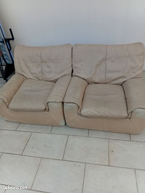 Canapé + 2 fauteuils cuir CINNA (image 2)