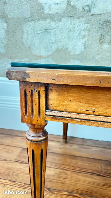 Table basse bois massif et plateau verre (image 3)
