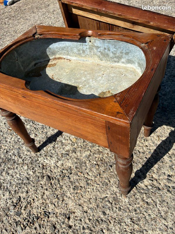 Bidet ancien jardinière table basse zinc dessus bois (image 4)