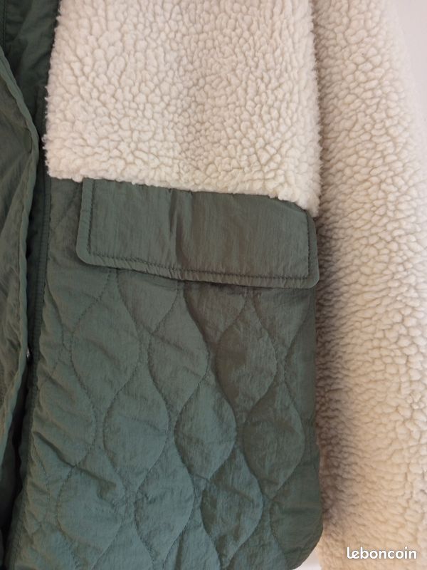 Veste matelassée capuche Vila écru et kaki 38 40 originale (image 2)