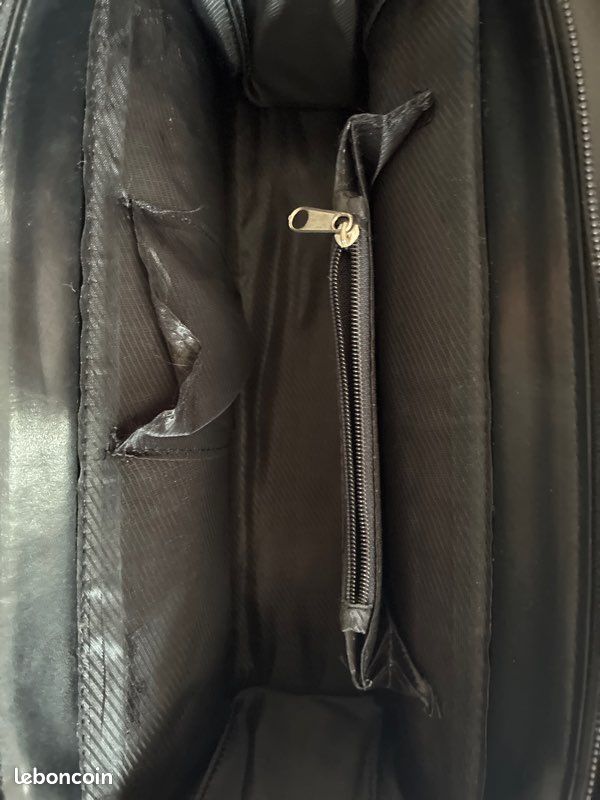 Sac à Main En Cuir De Daim Noir Vintage - Avec Pochette Zippée, Occasion élégante