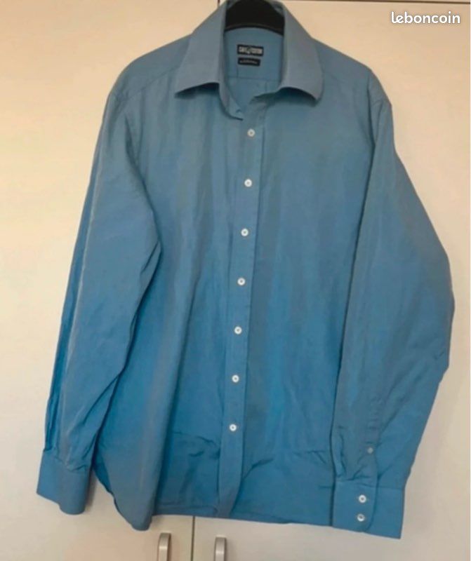Chemise, homme bleu "café coton " taille XL (image 1)