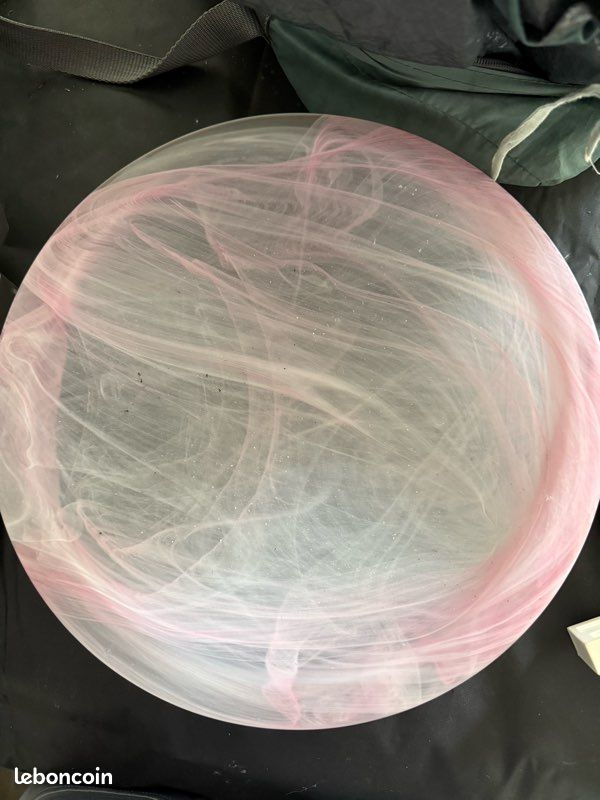 Plafonnier vintage en verre style Murano rose et blanc (image 1)