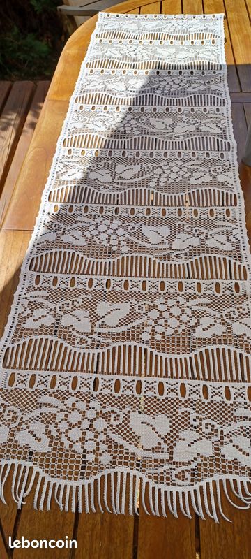 Rideau ajustable 161x44 cm style macramé coloris blanc (image 2)