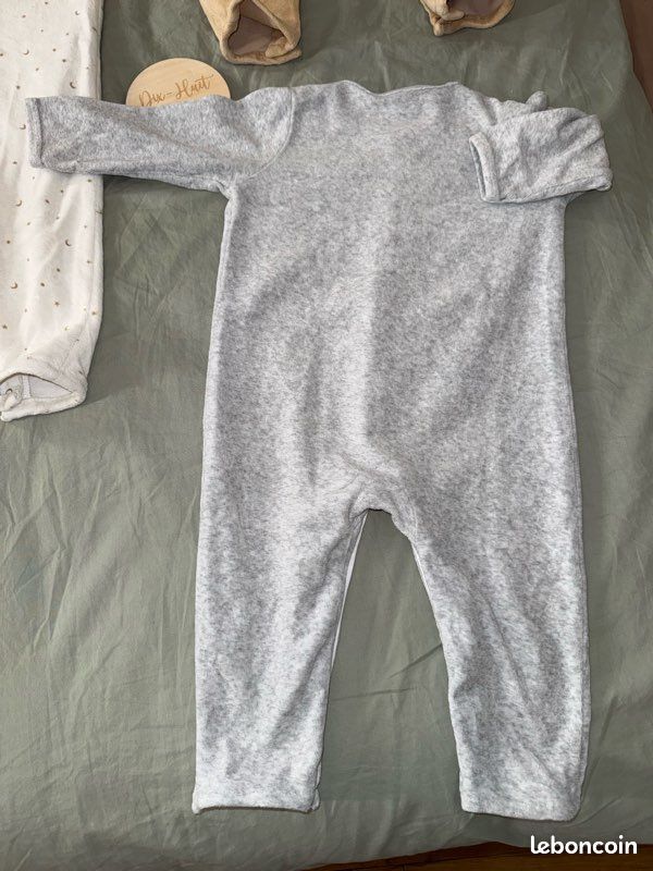 Lot de 3 pyjamas velours sans pieds ouverture par devant (image 9)