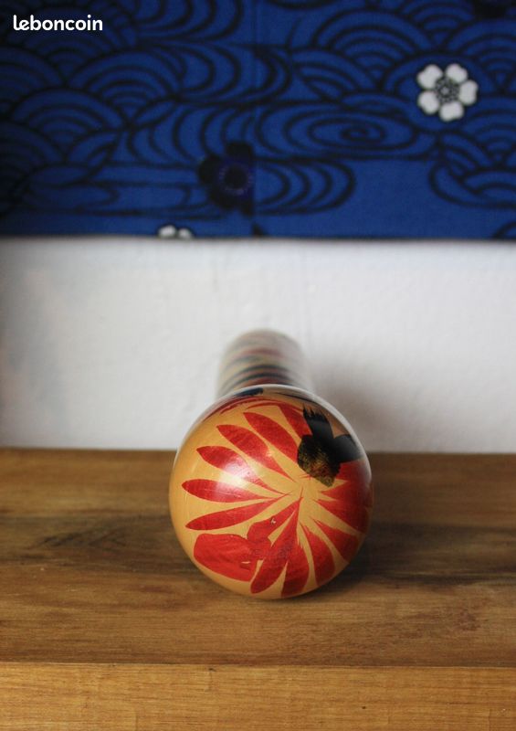 Poupée Japonaise Kokeshi Togatta Ancienne - Artisanale Bois Peint à La Main, Années 1960