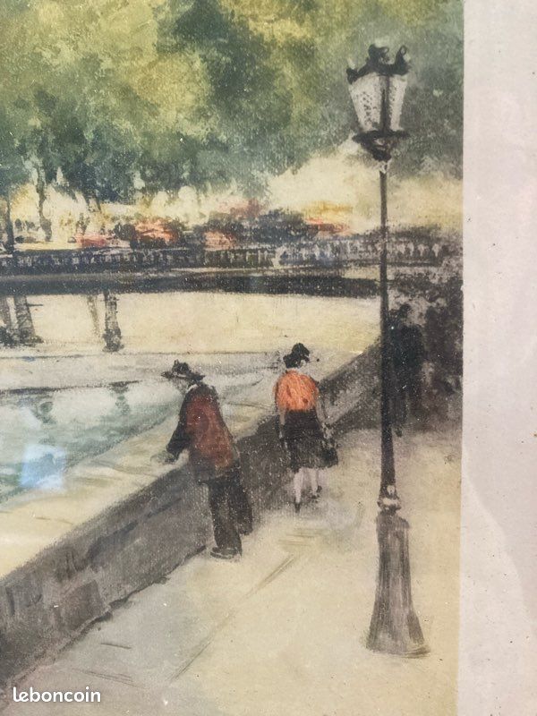 Lithographie ancienne signée Charles Blondin première moitié XXÈME. Vue de l hôtel de ville Paris (image 4)