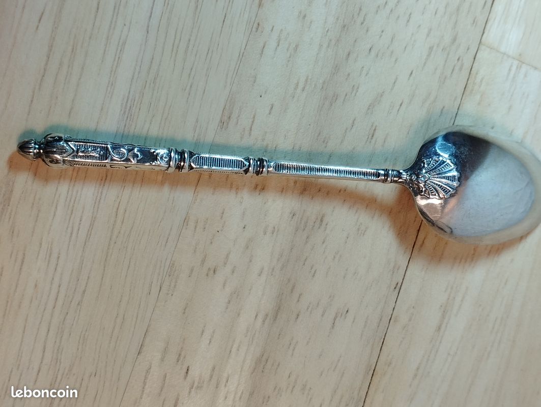 11 cuillères à moka DIXI  Grain de café  + 5 Volutes stylisées Métal argenté