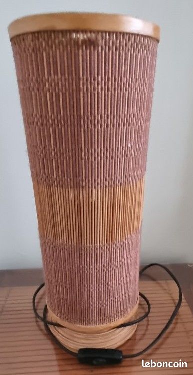 Lot lampe de chevet en bois de paille (image 1)