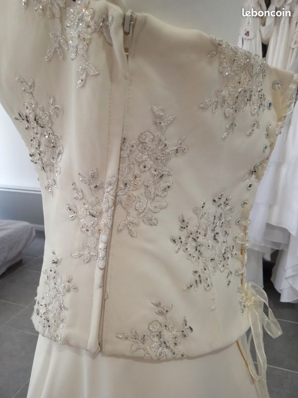 Robe de mariée 2 parties : jupe+bustier taille 42, coloris ivoire - ANCIENNE COLLECTION (image 4)