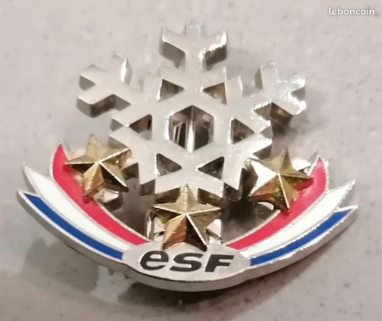 BROCHE DE SKI / Flocon Esf 2 Etoiles / Insigne Medaille Brevet Niveau