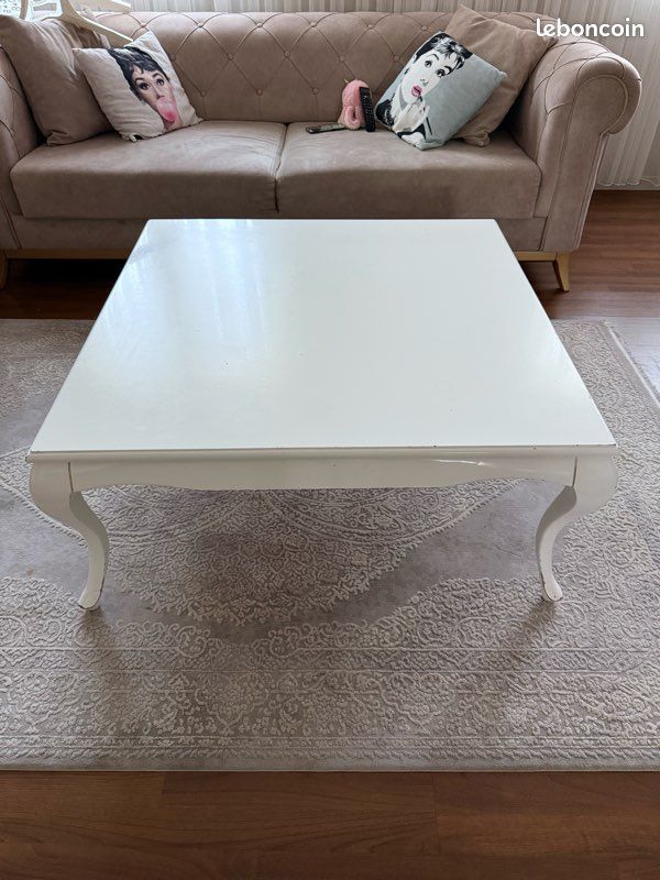 Table Basse Carrée Blanche - Style Baroque/Chic – Solide & Spacieuse (image 5)