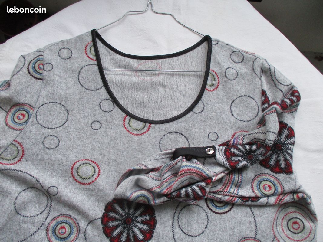 Pull léger gris imprimé TXL/44 TBE (image 2)